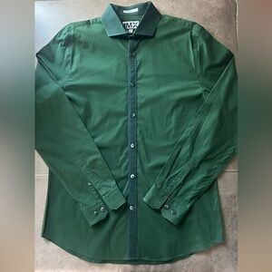 Limited Edition 1MX Express Fitted Mens Long Sleeve Button Down Green Sz L
